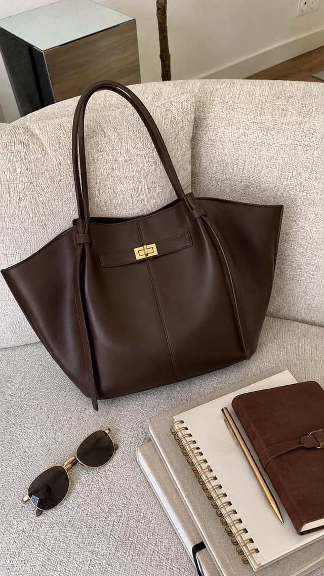 Dark Brown Leather Tote